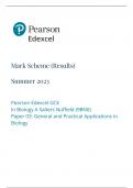 Pearson Edexcel GCE In Biology A Salters Nuffield (9BN0) Paper 03 General and Practical Applications in Biology 2023 (MARK SCHEME)