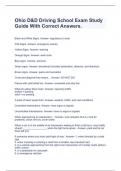 Ohio D&D Driving School Exam Study Guide With Correct Answers.