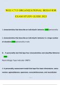 WGU C715 ORGANIZATIONAL BEHAVIOR EXAM STUDY GUIDE - 260 Questions and Answers (2023 / 2024) (Verified Answers)