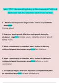 WGU D307 Educational Psychology & Development of Children & Adolescents Test  questions and answers Latest 2023 - 2024 100% correct answers