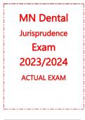 MN Dental Jurisprudence Exam 2023/2024 ACTUAL EXAM     