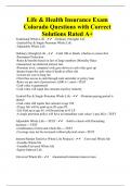 Life & Health Insurance Exam Colorado Questions with Correct Solutions Rated A+