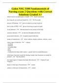 Galen NSG 3100 Fundamentals of Nursing exam 2 Questions with Correct Solutions Graded A+