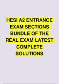 HESI A2 ENTRANCE EXAM SECTIONS BUNDLE OF THE REAL EXAM LATEST COMPLETE SOLUTIONS A+ GRADED