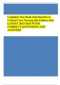 Complete Test Bank Introduction to Critical Care Nursing 8th Edition Sole Questions & Answers with rationales (Chapter 1-21)