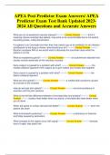 APEA Post Predictor Exam Answers/ APEA Predictor Exam Test Bank Updated  All Questions and Accurate Answers