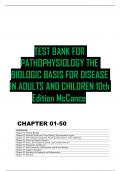 TEST BANK FOR  PATHOPHYSIOLOGY THE  BIOLOGIC BASIS FOR DISEASE  IN ADULTS AND CHILDREN 10th  Edition McCance  CHAPTER 01-50