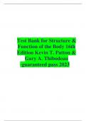   Test Bank for Structure & Function of the Body 16th Edition Kevin T. Patton & Gary A. Thibodeau -guaranteed pass 2023