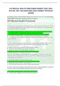 ATI MENTAL HEALTH PROCTORED NEWEST 2023-2024 ACTUAL TEST 180 QUESTIONS AND CORRECT DETAILED ANSWE ATI MENTAL HEALTH PROCTORED NEWEST 2023-2024 ACTUAL TEST 180 QUESTIONS AND CORRECT DETAILED ANSWERS ALREADY GRADED A ATI Mental Health Proctored