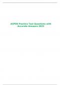 ASPEN Practice Test Questions with Accurate Answers 2023