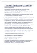 SCHOOL COUNSELING EXAM 2023, CRE #1 - School Counseling Program Exam Review 2023, School Counseling Midterm Exam 2023, School Counseling ASCA Model Exam 2023, Intro to school counseling (midterm) Exam 2023-2024, Ch. 7 -The Transformed School Counselor Exa