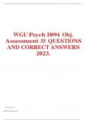 WGU Psych D094 Obj. Assessment With Complete Solutions 2023.