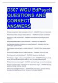  D307 WGU EdPsych   QUESTIONS AND   CORRECT 	  ANSWERS