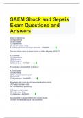 SAEM Shock and Sepsis Exam Questions and Answers  