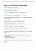 Fresenius Hemodialysis Study Guide Latest update 2023