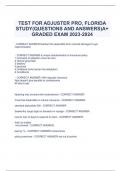 TEST FOR ADJUSTER PRO, FLORIDA  STUDY(QUESTIONS AND ANSWERS)A+  GRADED EXAM 2023-2024