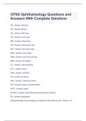 CPSS Ophthalmology Questions and Answers With Complete Solutions 