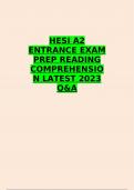 HESI A2 ENTRANCE EXAM PREP READING COMPREHENSION LATEST 2023 QUESTIONS AND ANSWERS GRADED A+