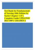 Test Bank for Fundamentals of Nursing 10th Edition by Taylor Chapter 1-47 | Complete Guide Newest Version 2023