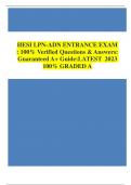 HESI LPN-ADN ENTRANCE EXAM : 100% Verified Questions & Answers: Guaranteed A+ Guide: