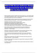 WGU-C706 Secure Software Design (Pre-Assessment) Exam Questions With Verified Answers