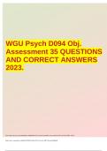 WGU Psych D094 Obj. Assessment With Complete Solutions.WGU Psych D094 Obj. Assessment With Complete Solutions.