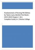 Fundamentals of Nursing 9th Edition by Taylor, Lynn, Bartlett | Complete Guide Chapter 1-46 |Test Bank 100% Veriﬁed Answers