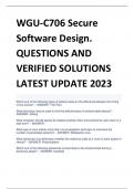 WGU-C706 Secure  Software Design. QUESTIONS AND  VERIFIED SOLUTIONS  LATEST UPDATE 2023