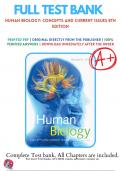 Test Bank For Human Biology: Concepts and Current Issues 8th Edition By Michael D. Johnson | 2017-2018 | 9780134042435 | Chapter 1-24 | Complete Questions And Answers A+