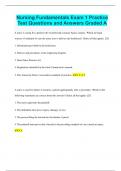 Nursing Fundamentals Exam 1 Practice Test Questions and Answers Graded A