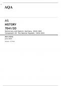 AQA AS HISTORY 7041/2O Democracy and Nazism: Germany, 1918–1945 Component 2O JUNE 2023 MARK SCHEME: The Weimar Republic, 1918–1933