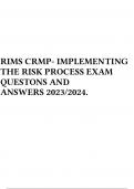 RIMS-CRMP EXAM STUDY GUIDE 40 QUESTIONS AND ANSWERS 2023/2024 GUARANTEED GOOD GRADES.  2 Exam (elaborations) RIMS CRMP- IMPLEMENTING THE RISK PROCESS EXAM QUESTONS AND ANSWERS 2023/2024.