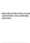 HESI MED SURG PROCTORED FINAL EXAM 2023/2024 TO HELP YOU PASS!  2 Exam (elaborations) HESI MED SURG FINAL EXAM QUESTIONS AND ANSWERS 2023/2024  3 Exam (elaborations) HESI MED SURG III FINAL EXAM QUESTIONS AND ANSWERS 2023/2024 GRADED A+.  4 Exam (elaborat