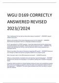 WGU D169 CORRECTLY  ANSWERED REVISED  2023//2024