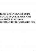 RIMS-CRMP EXAM STUDY GUIDE 40 QUESTIONS AND ANSWERS 2023/2024 GUARANTEED GOOD GRADES.