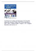 Test Bank For Leading and Managing in Nursing 8th Edition By Patricia S. Yoder-Wise; Susan Sportsman ( 2023 - 2024 ) / 9780323792066 / Chapter 1- 25 / Complete Questions and Answers A+