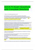 ACCA F3 Exam Questions with Complete Solutions 