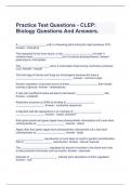 Practice Test Questions - CLEP: Biology Questions And Answers.