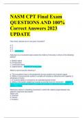 NASM CPT Final Exam  QUESTIONS AND 100%  Correct Answers 2023 UPDATE