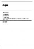 Aqa A level History 7042/1D Mark Scheme June2023.