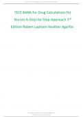 TEST BANK for Drug Calculations for Nurses A-Step-by-Step-Approach 3rd Edition Robert Lapham Heather