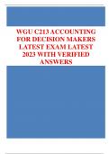 WGU C213 ACCOUNTING FOR DECISION MAKERS LATEST EXAM QUESTIONS AND CORRECT ANSWERS 2022- 2024