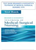 TEST BANK BRUNNER & SUDDARTH’S  TEXTBOOK OF MEDICAL-SURGICAL  NURSING 15TH