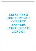 CRCST EXAM  QUESTIONS AND  CORRECT ANSWERS  LATEST UPDATE 2023-2024