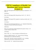 CHFM Compliance of Health Care Questions and Correct Answers Graded A+