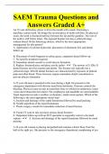 SAEM Trauma Questions and Answers Graded A+