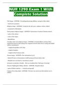 NUR 1290 Exam 1 With Complete Solution