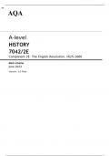 AQA A-level HISTORY 7042/2E Component 2E JUNE 2023 MARK SCHEME: The English Revolution, 1625–1660