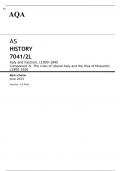 AQA AS HISTORY 7041/2L Italy and Fascism, c1900–1945 Component 2L JUNE 2023 MARK SCHEME: The crisis of Liberal Italy and the Rise of Mussolini, c1900–1926