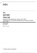 AQA AS HISTORY 7041/2N Revolution and dictatorship: Russia, 1917–1953 Component 2N JUNE 2023 MARK SCHEME: The Russian Revolution and the Rise of Stalin, 1917–1929